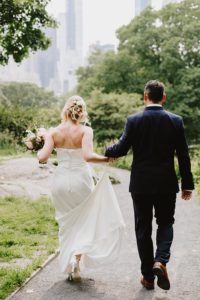 Central Park NYC Wedding elopement couple walking