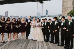 DUMBO wedding elopement photo with strangers