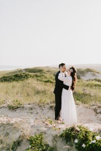 Montauk bride and groom on beach