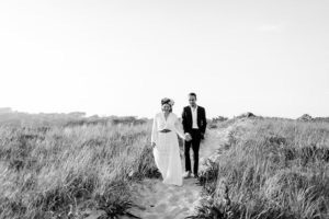Montauk beach bride and groom