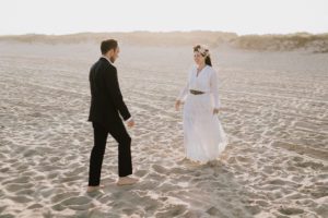 Montauk bride and groom on beach
