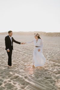 Montauk bride and groom on beach