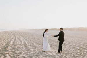 Montauk bride and groom on beach