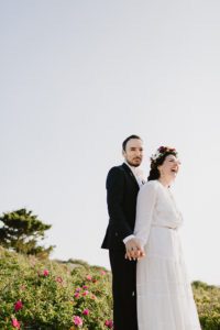 Montauk bride and groom on beach