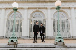 Two men engaged at Prospect Park Boathouse