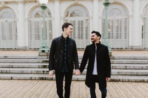 Two men engaged at Prospect Park Boathouse