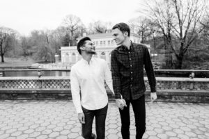 Two men engaged at Prospect Park Boathouse