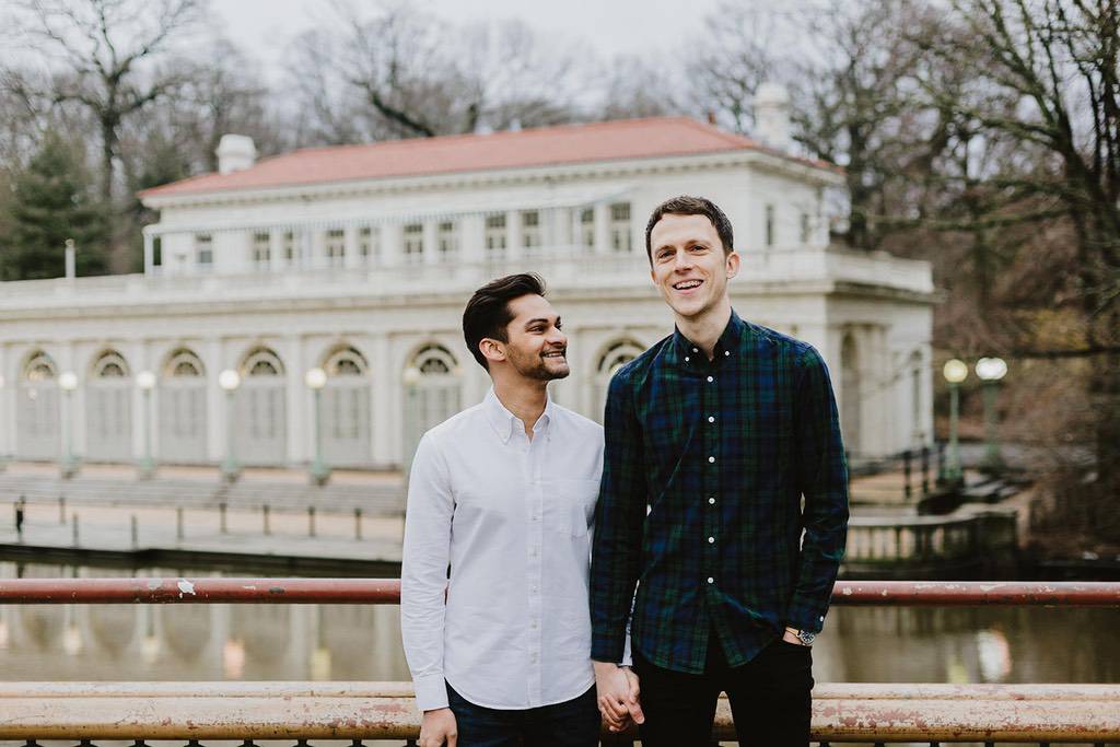 Two men engaged at Prospect Park Boathouse