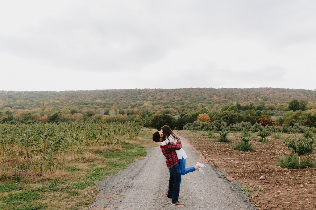 Couple engaged in Connecticut Apple orchard