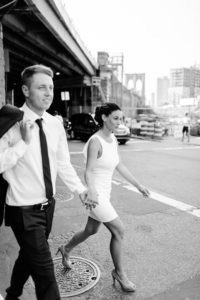Wedding couple walking in NYC streets