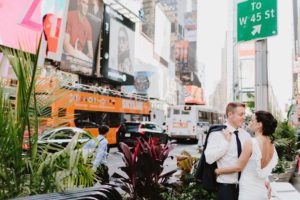 Times Square NYC wedding couple