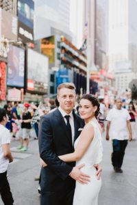 Times Square NYC wedding couple