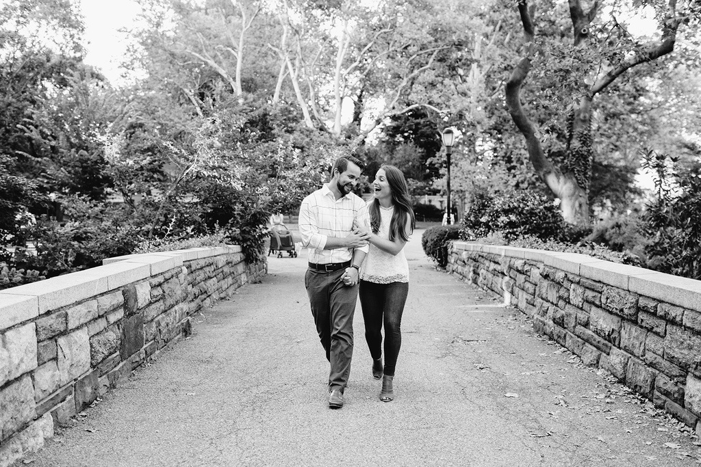 Central Park Manhattan engaged couple
