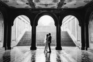 Bethesda fountain rainy day wedding