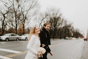 Rainy day central park wedding