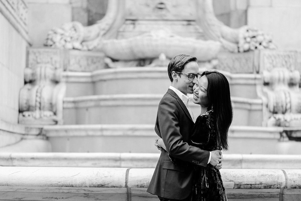 New York Public Library engaged couple