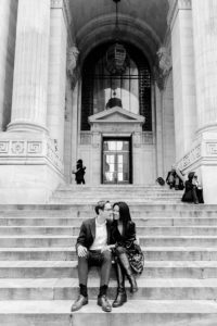 New York Public Library engaged couple