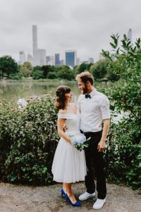 Central Park Wedding bride and groom skyline