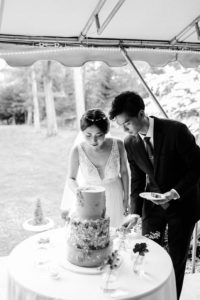 MIT Endicott House wedding cake cutting