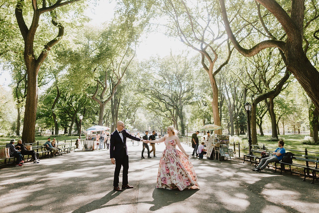 Central Park Wedding bride and groom