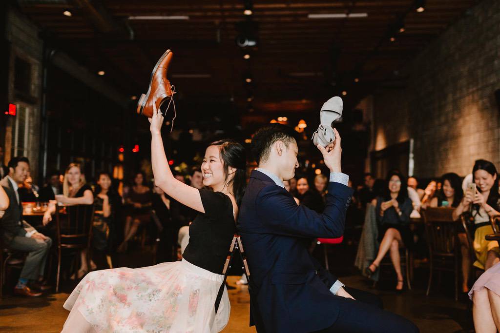 Bride and groom shoe game
