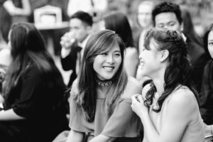 SmogShoppe LA wedding ceremony guest smiling