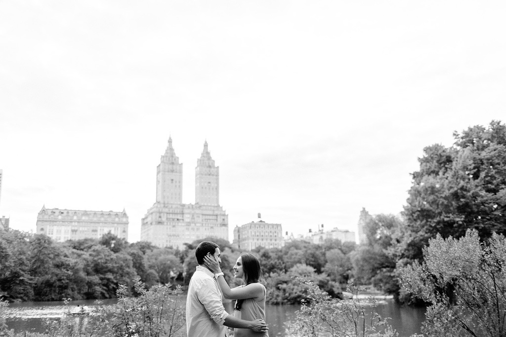 Central Park engaged couple