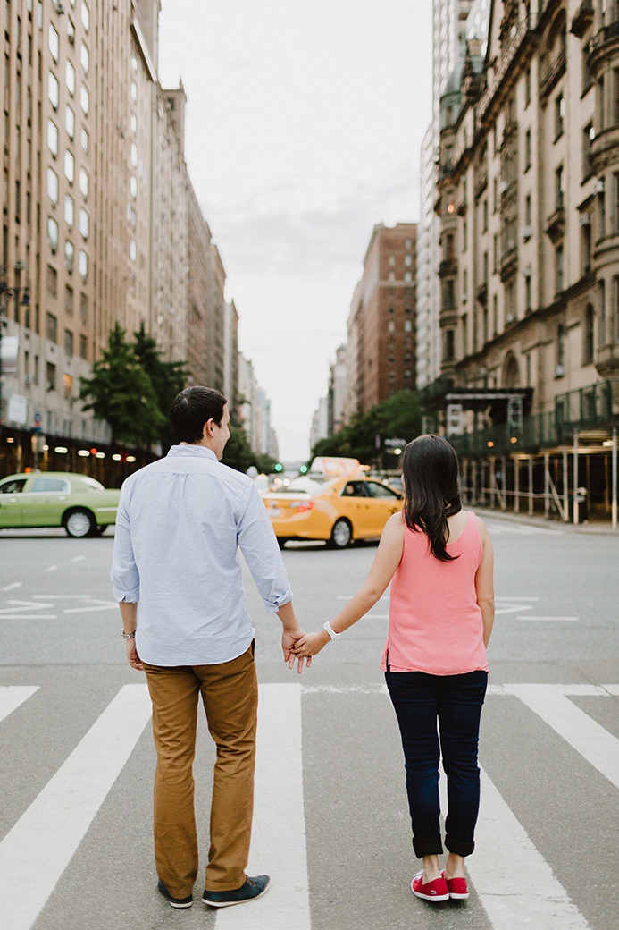 NYC couple holding hands