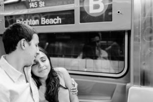 NYC Subway engagement couple
