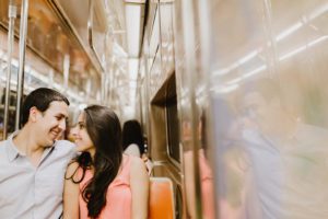 NYC Subway engagement couple