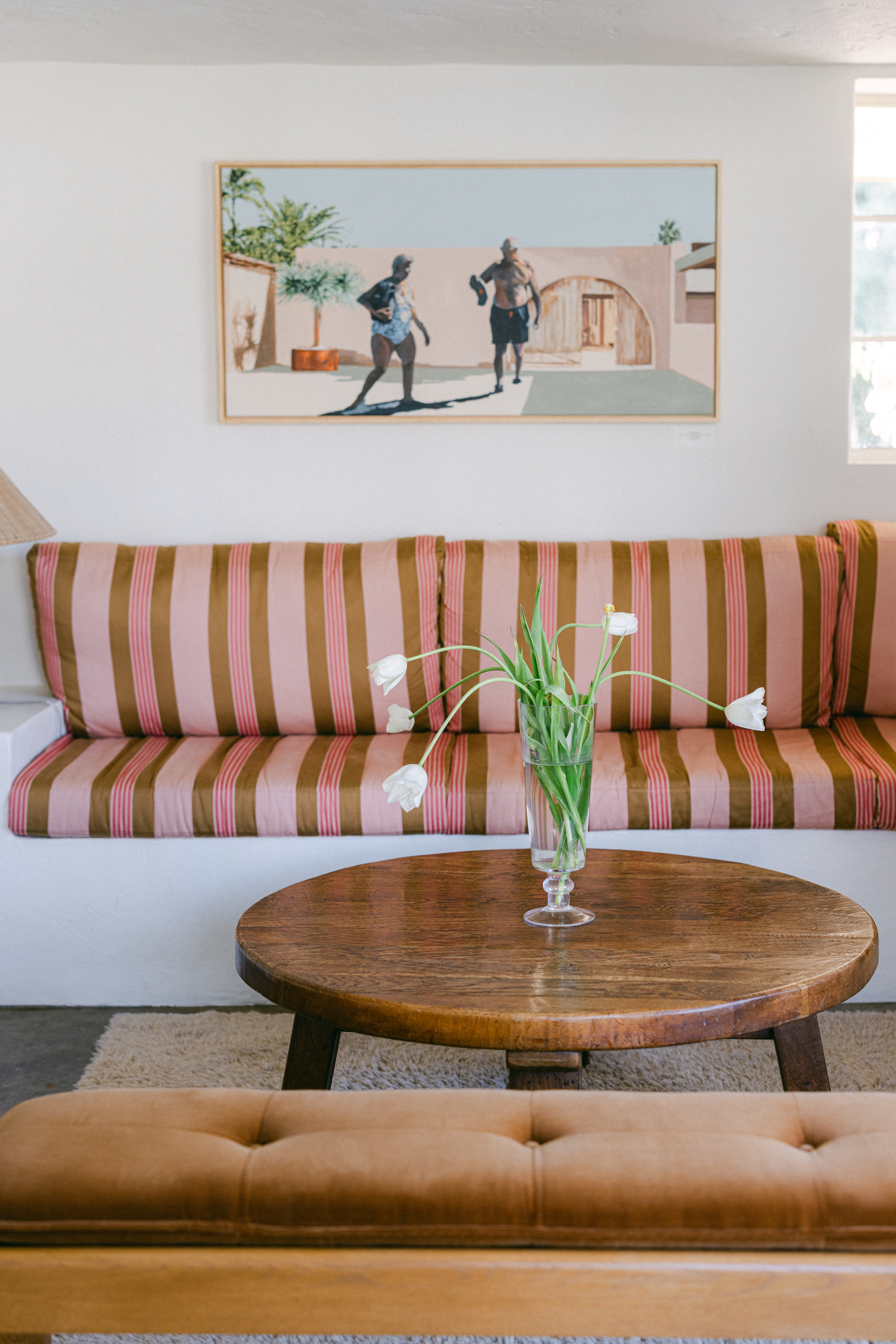 an interior shot of a vintage couch