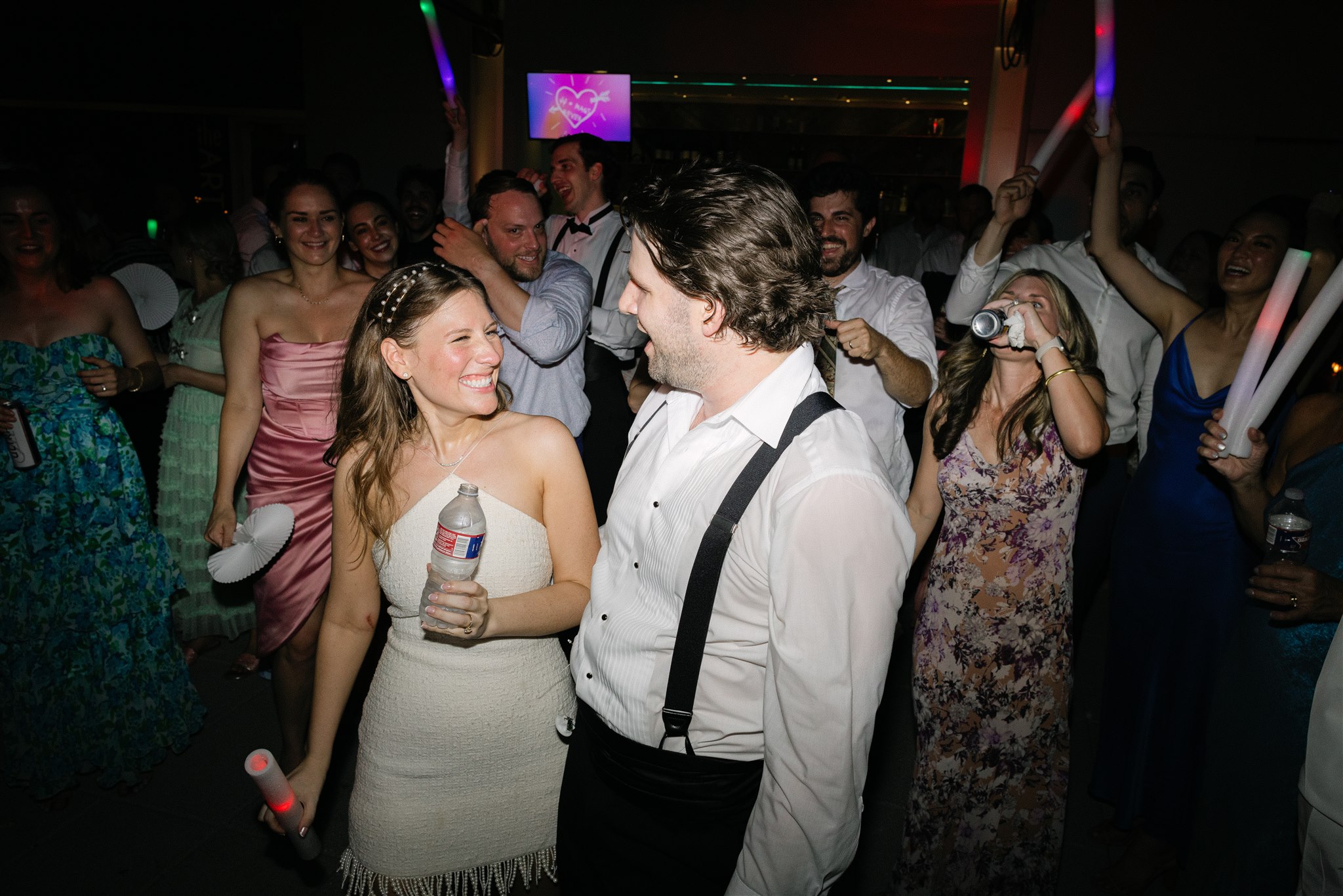 bride and groom dancing at a wedding reception