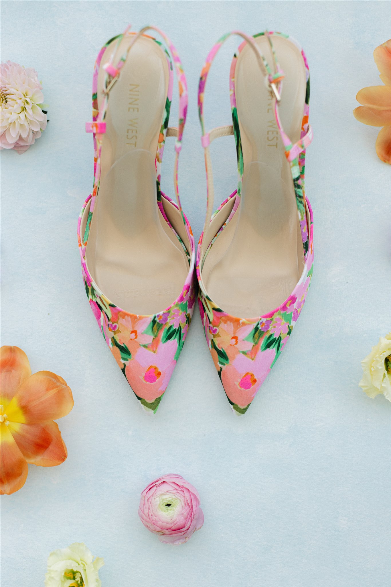 Colorful flower heels for a bride in Dallas Texas