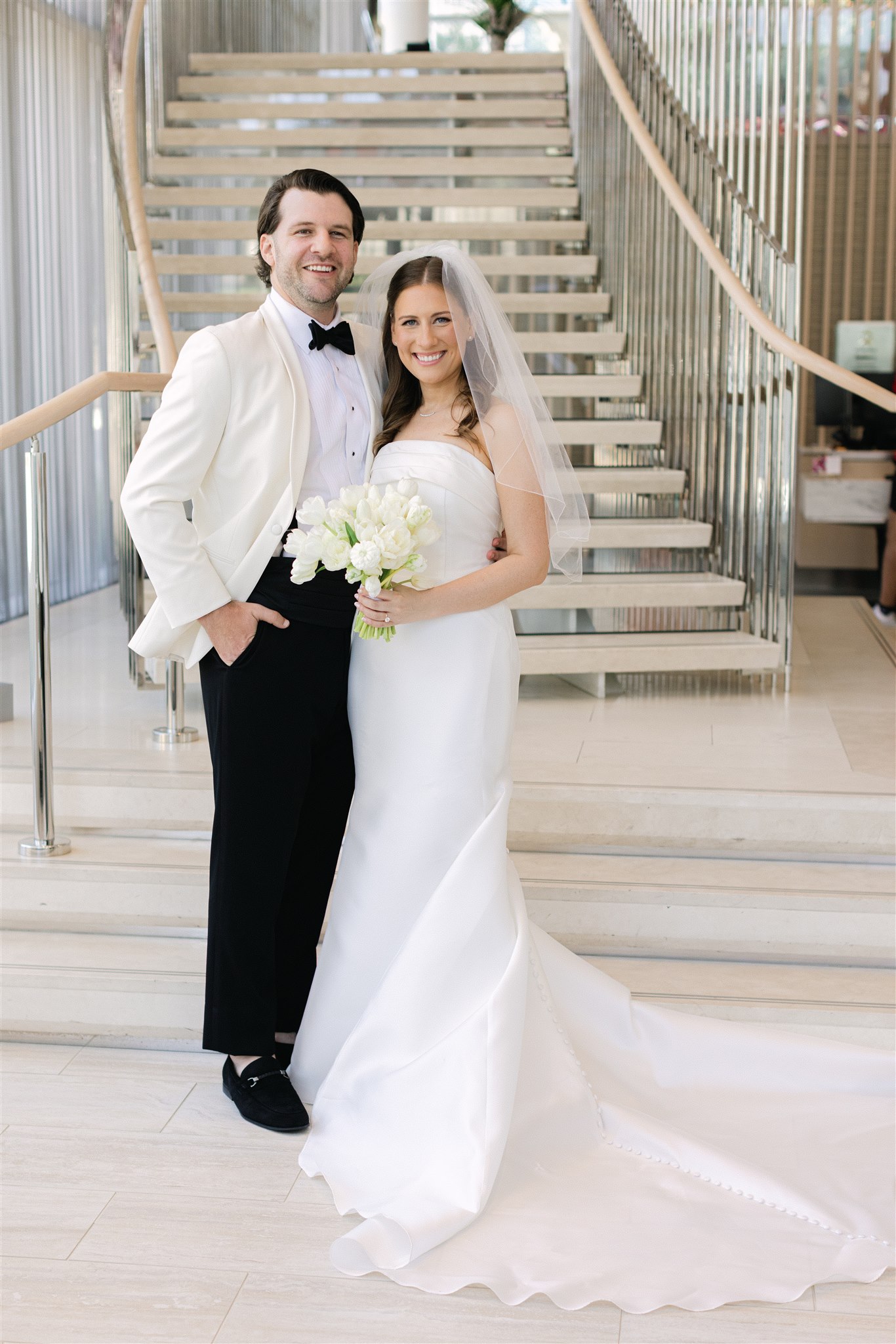 bride and groom first look at Hall Arts Hotel