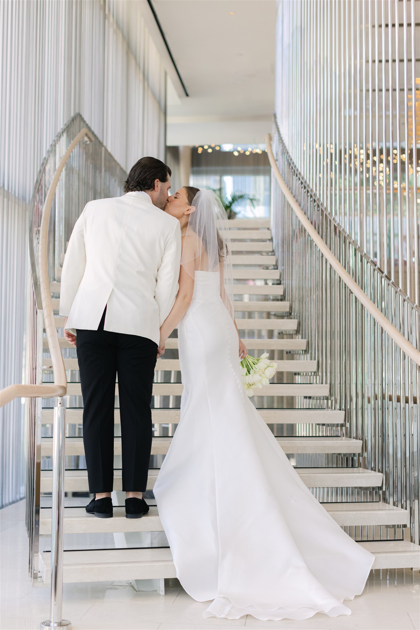 bride and groom first look at Hall Arts Hotel