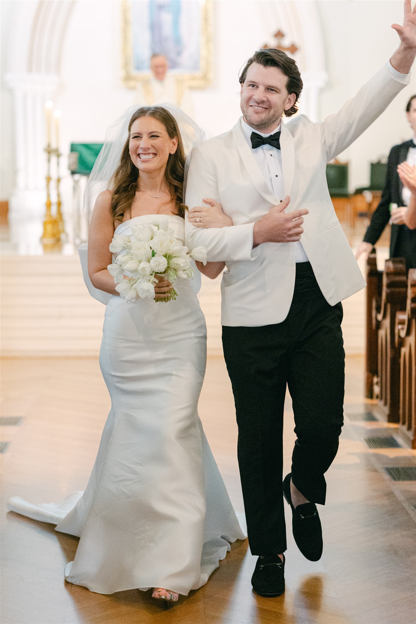 bride and groom walking down the aisle