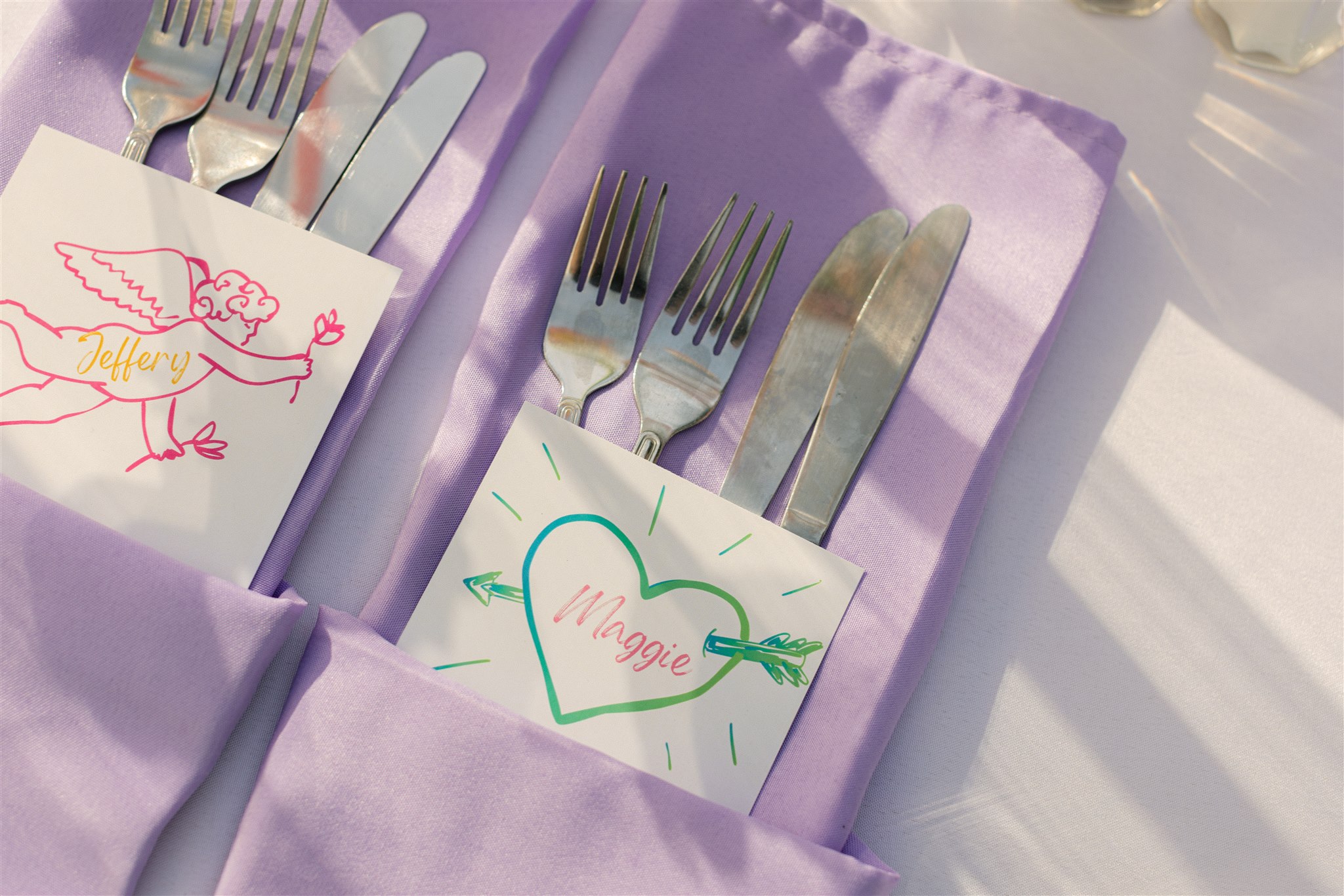 bride and groom place setting