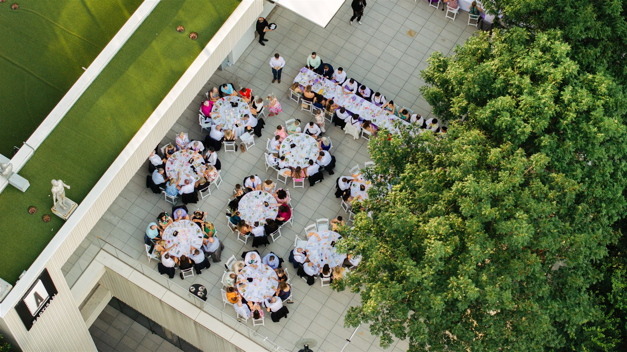 drone view of the artisan Dallas rooftop