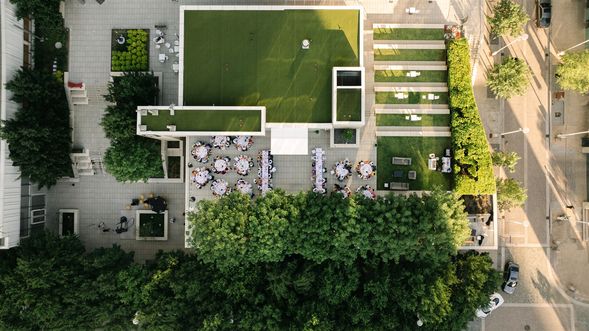 drone view of the artisan Dallas rooftop