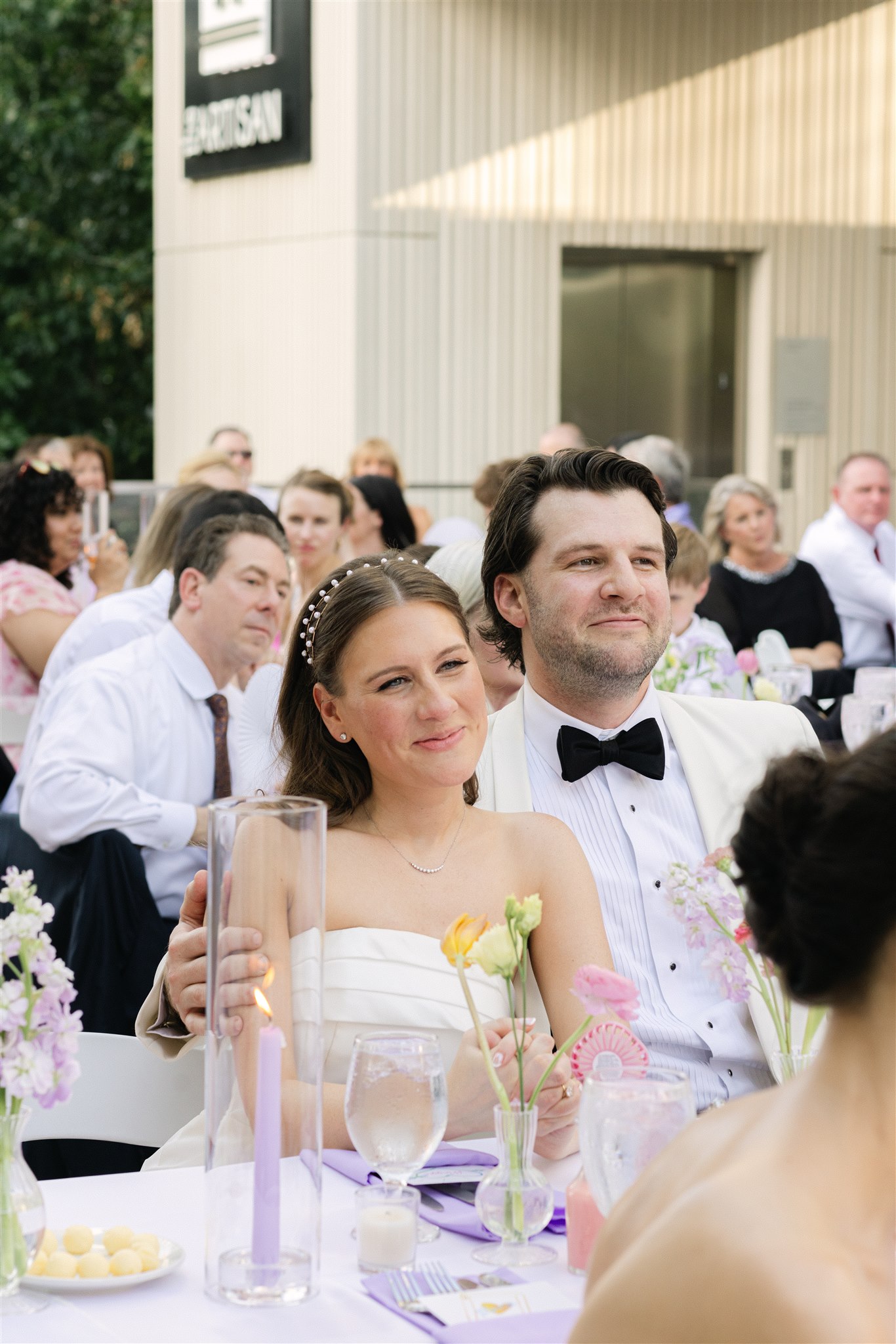 bride and groom at the reception