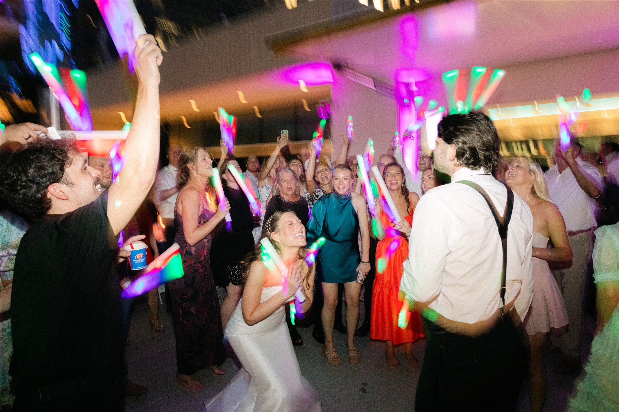 guests dancing at a wedding reception