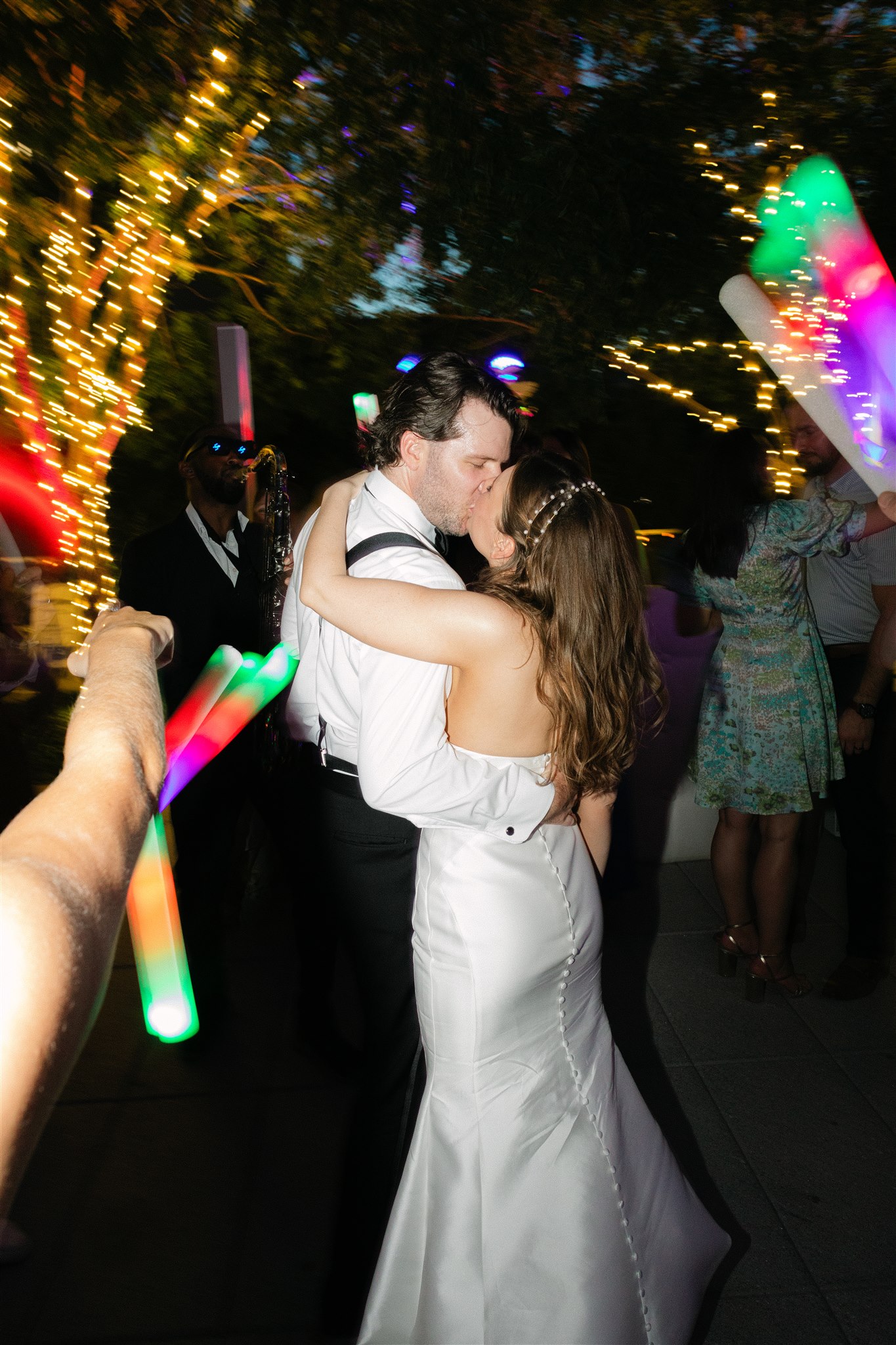 bride and groom dancing at a wedding reception