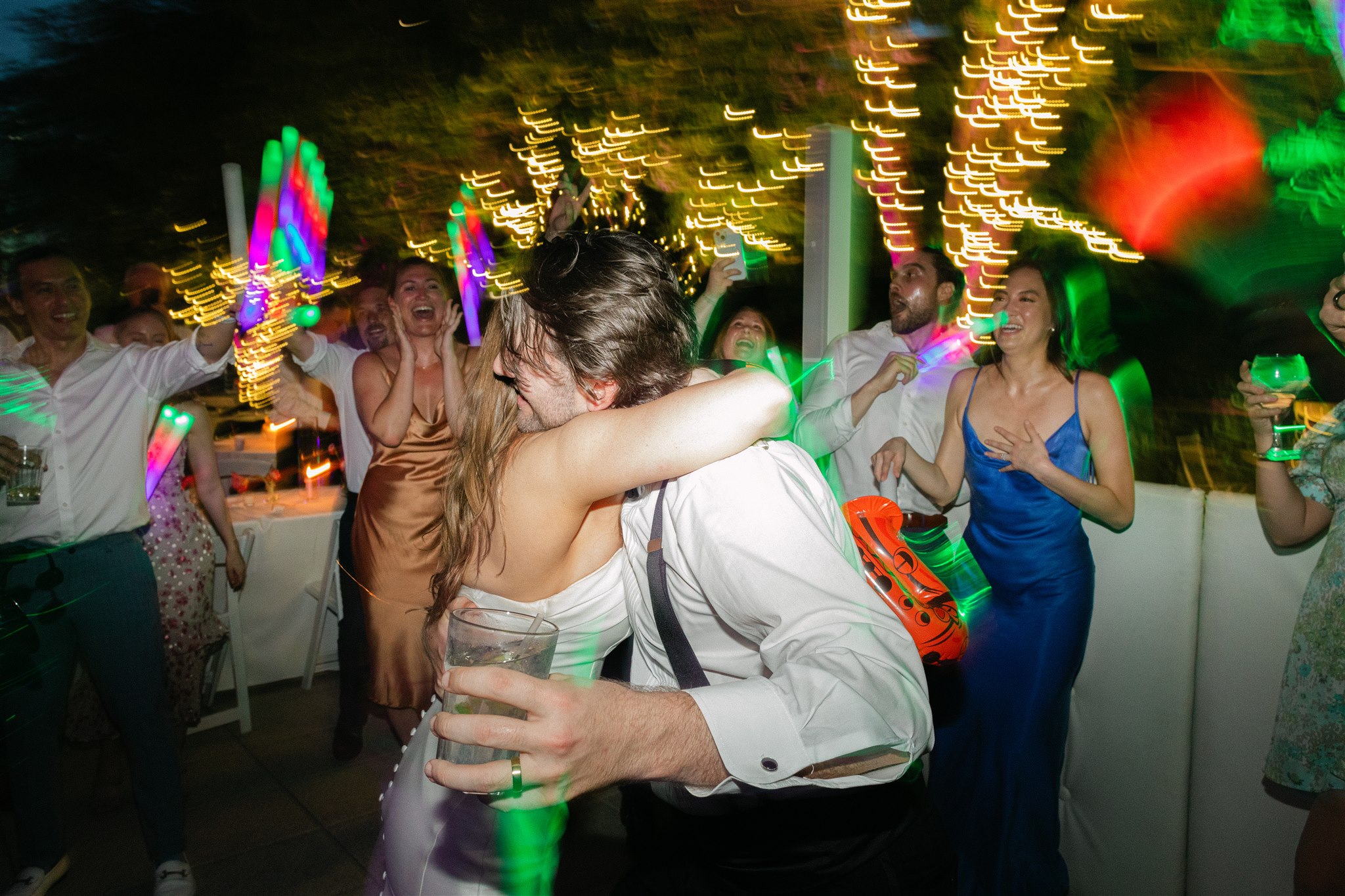 bride and groom dancing at a wedding reception