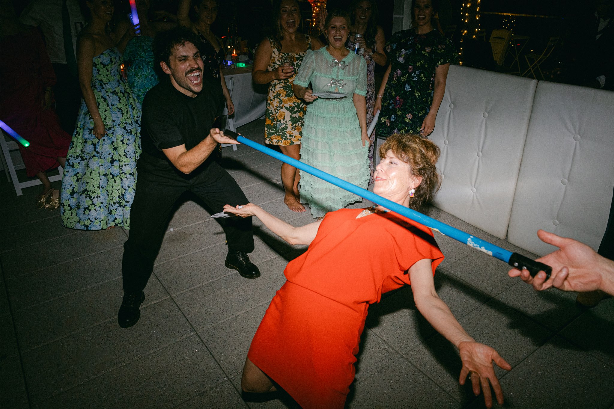 guests dancing at a wedding reception