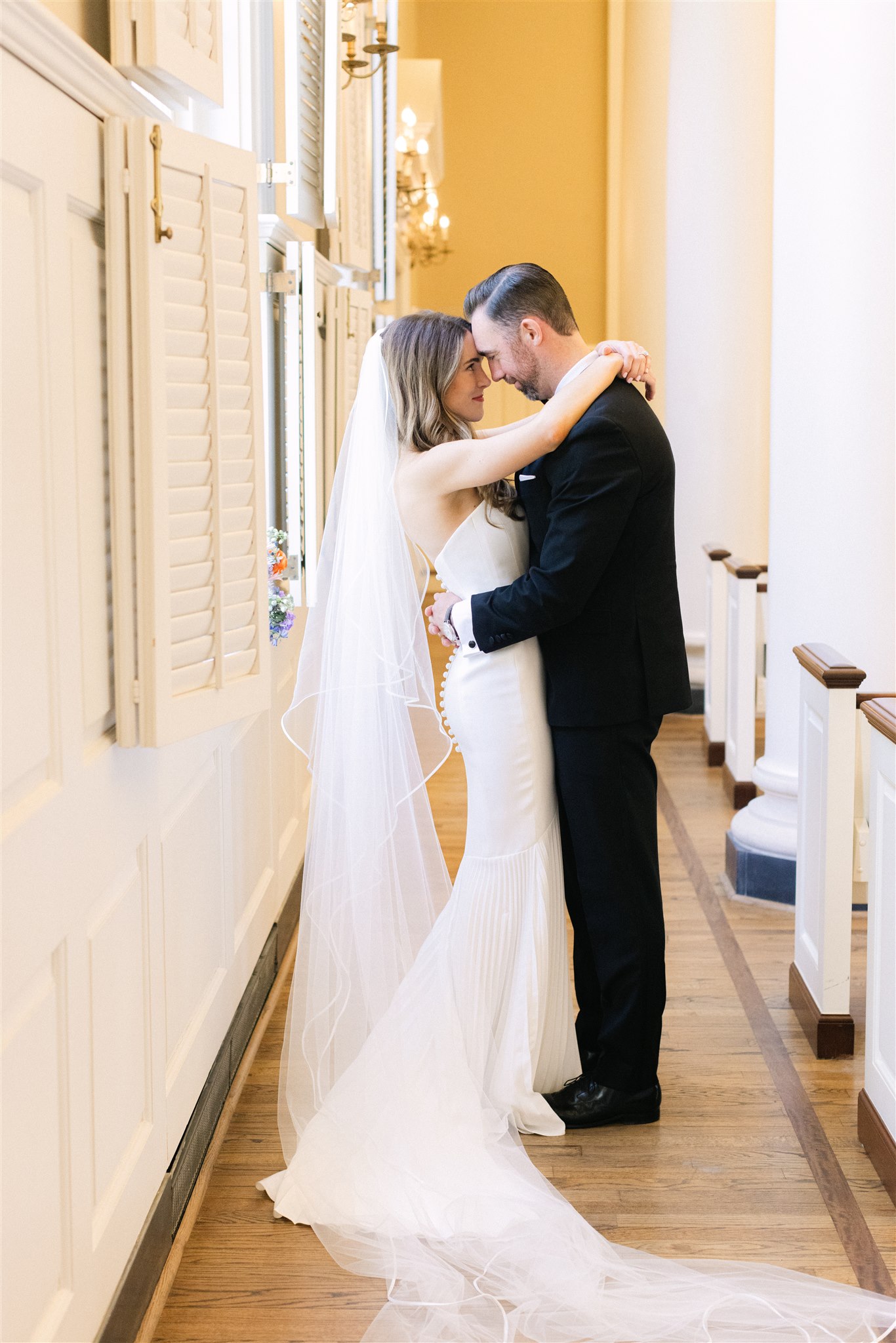 wedding couple portraits after they got married at Perkins Chapel in Dallas Texas