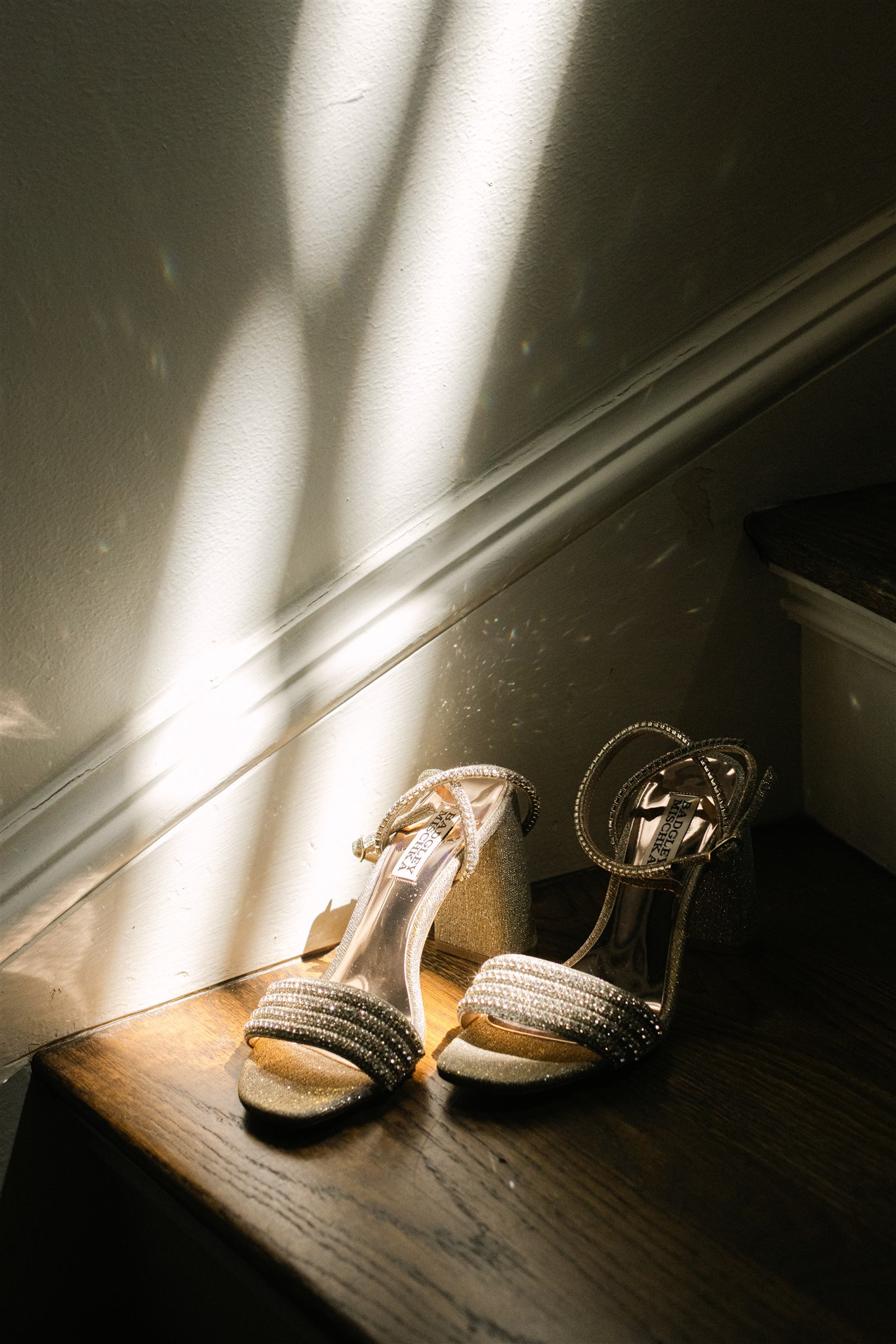 wedding shoes on the stairs