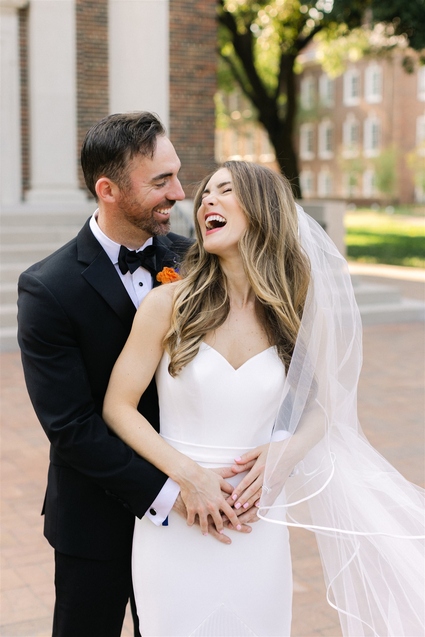 wedding couple portraits after they got married at Perkins Chapel in Dallas Texas