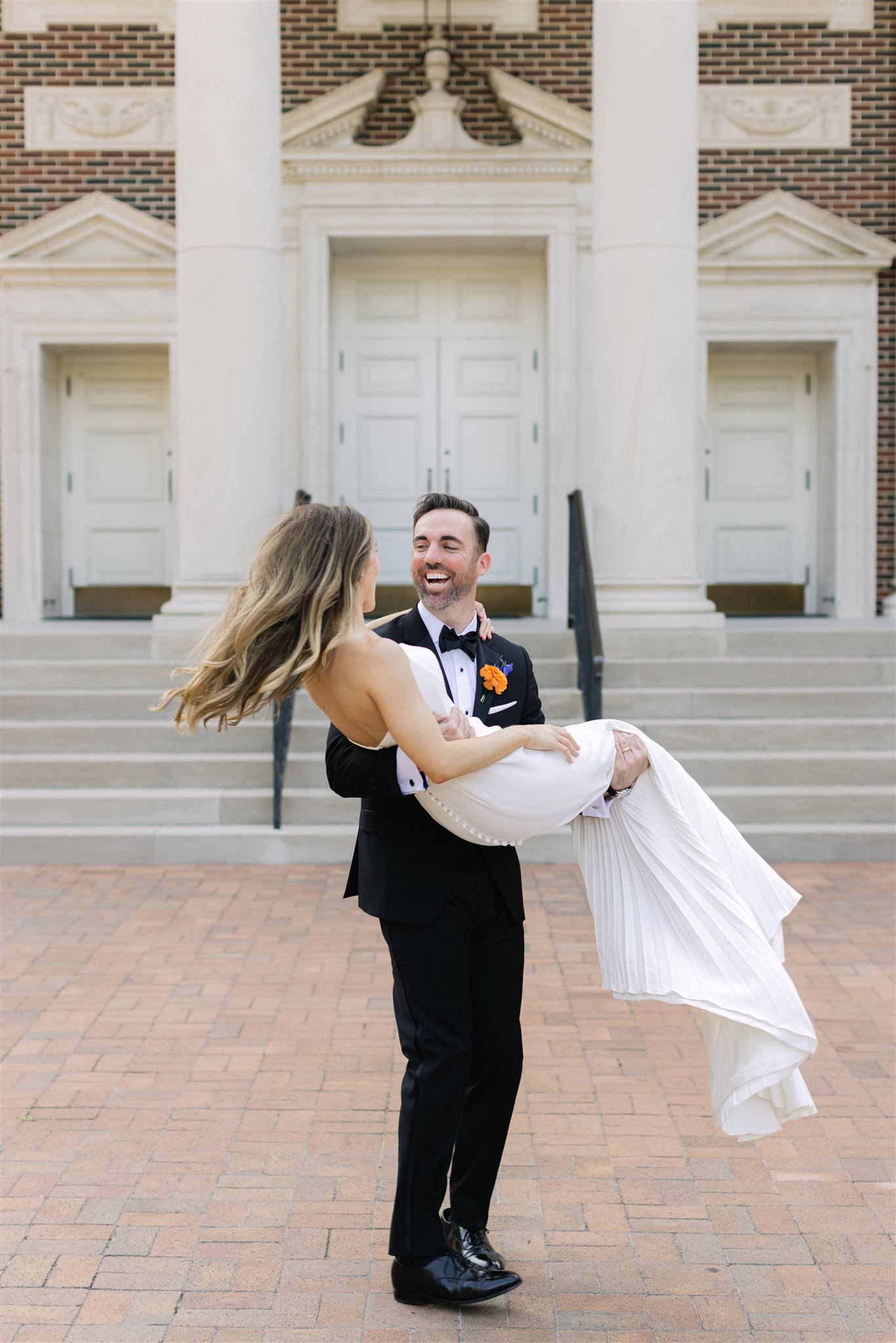 wedding couple portraits after they got married at Perkins Chapel in Dallas Texas