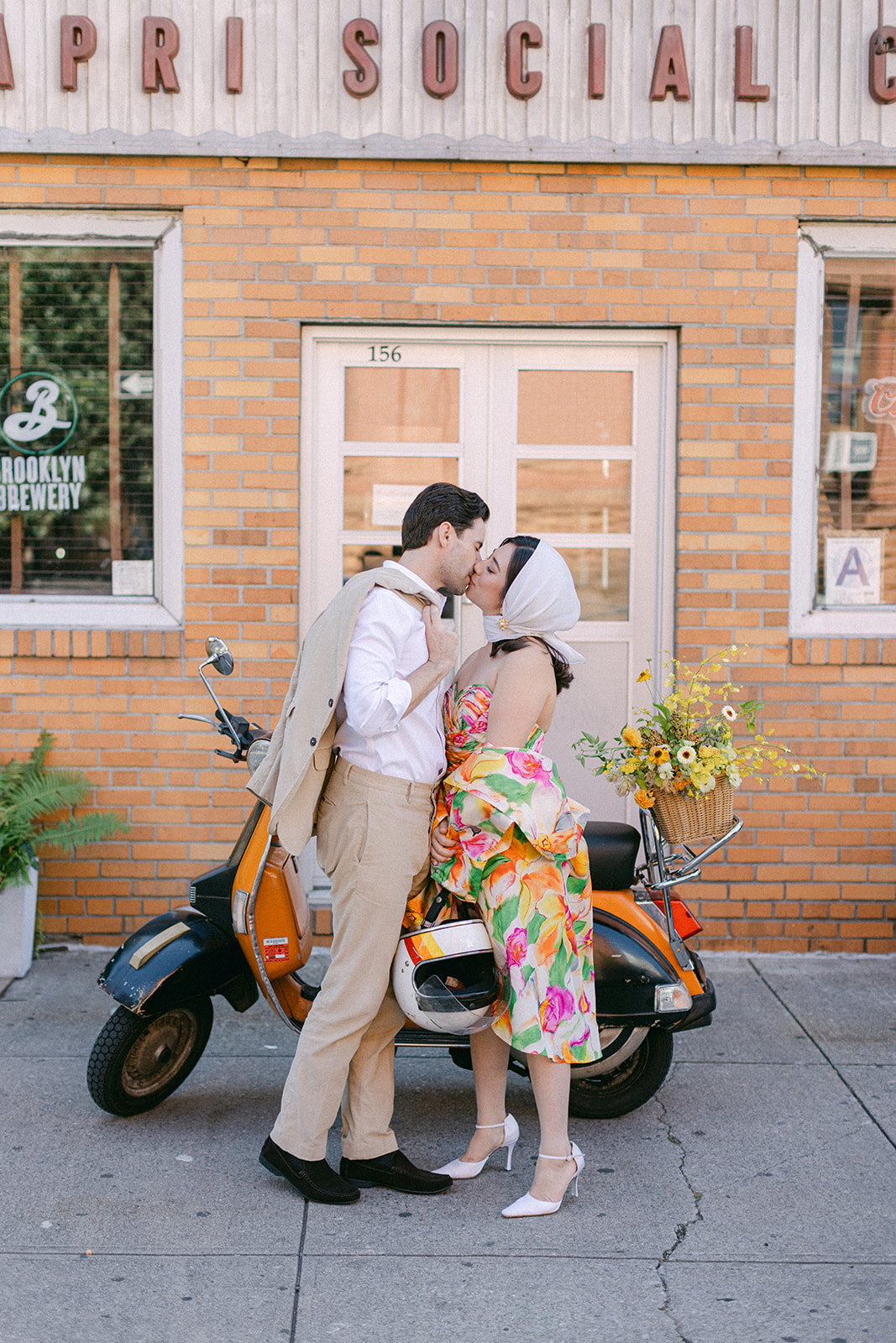 bride and groom kissing after their european inspired elopement in NYC