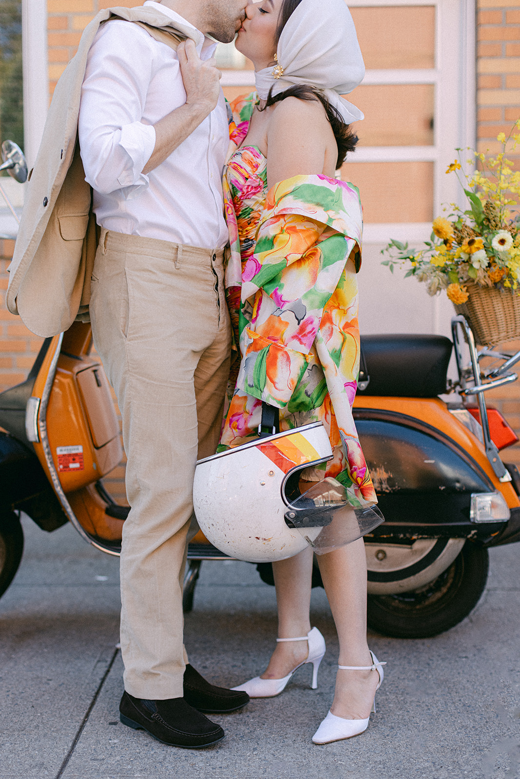 bride and groom kissing after their european inspired elopement in NYC